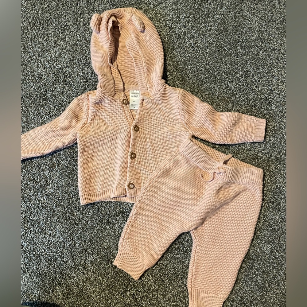 Carter's Pink Knit Cardigan & pants set